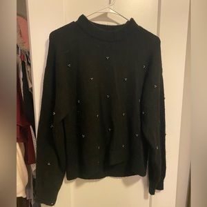 H&M black sweater with bead embellishments